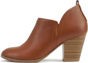 Soda “GAMEY” ~ Women Almond Toe V-Cut Slip-On Medium Stack Heel Ankle Bootie Shootie