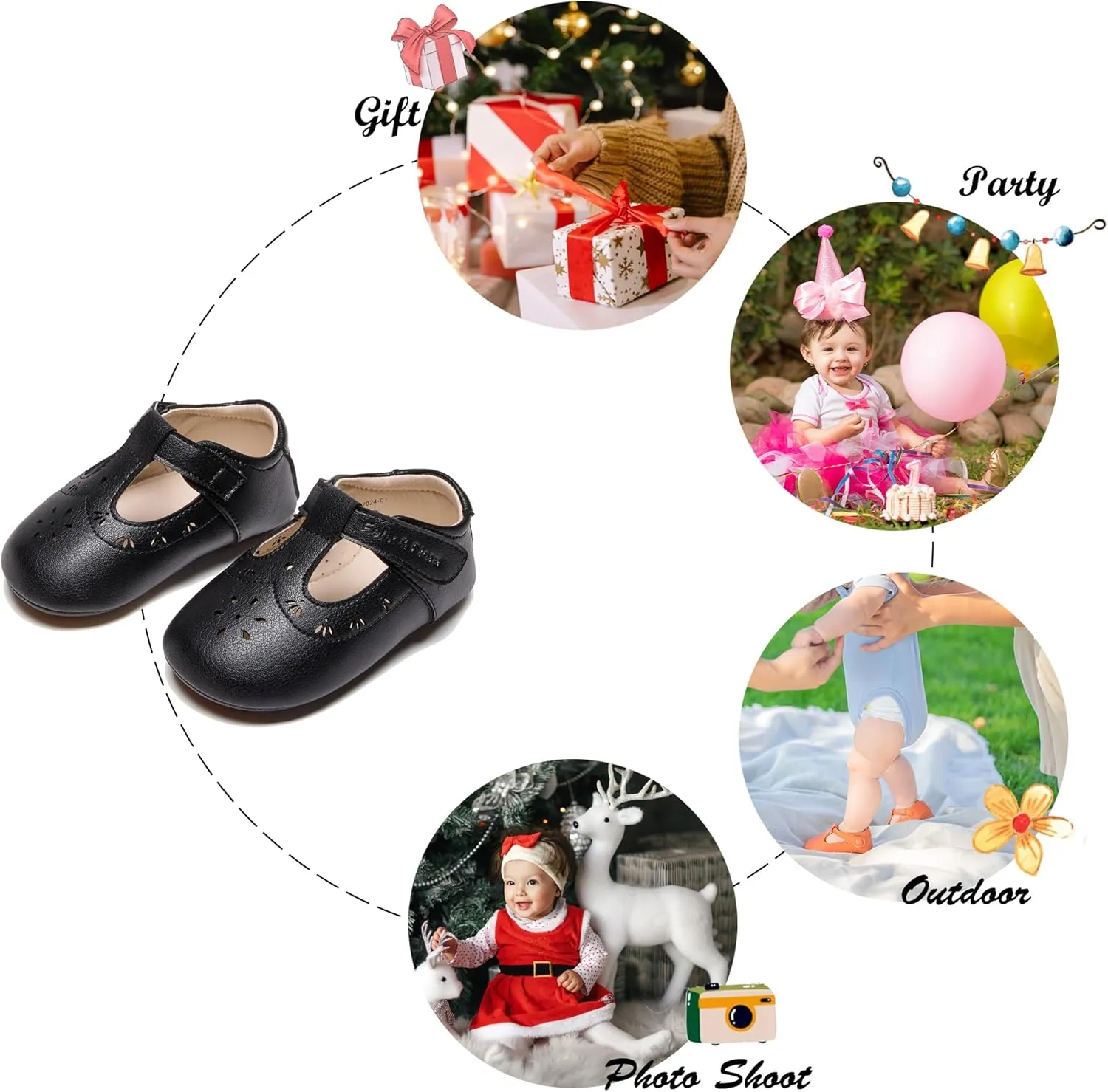 Soft Sole Baby Dress Shoes - Infant Baby Walking Shoes Moccasinss Rubber Sole Crib Shoes.