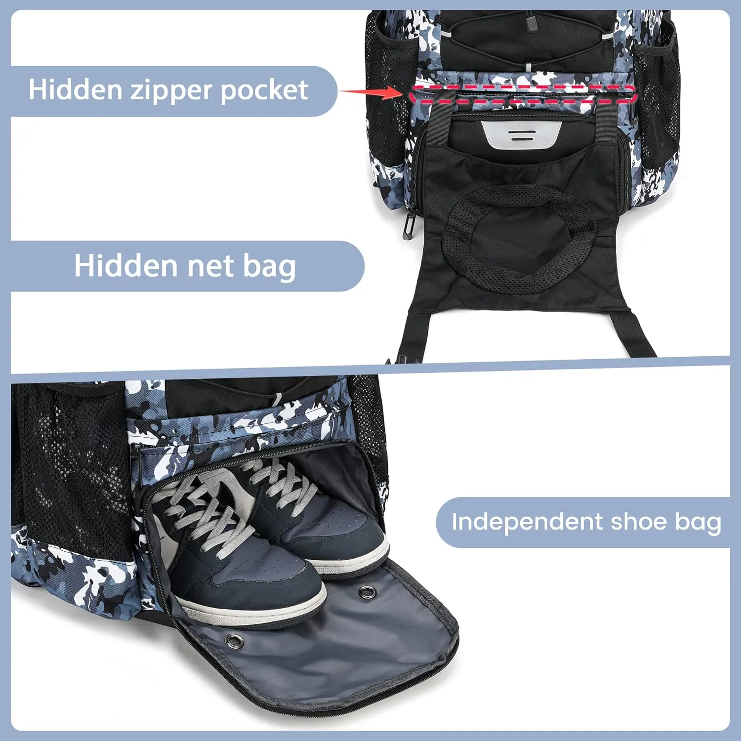 Softball Bag, Baseball Equipment Backpack for Youth Girls Adult, Lightweight With Shoe Compartment, Fence Hook for TBall, Bat, Helmet