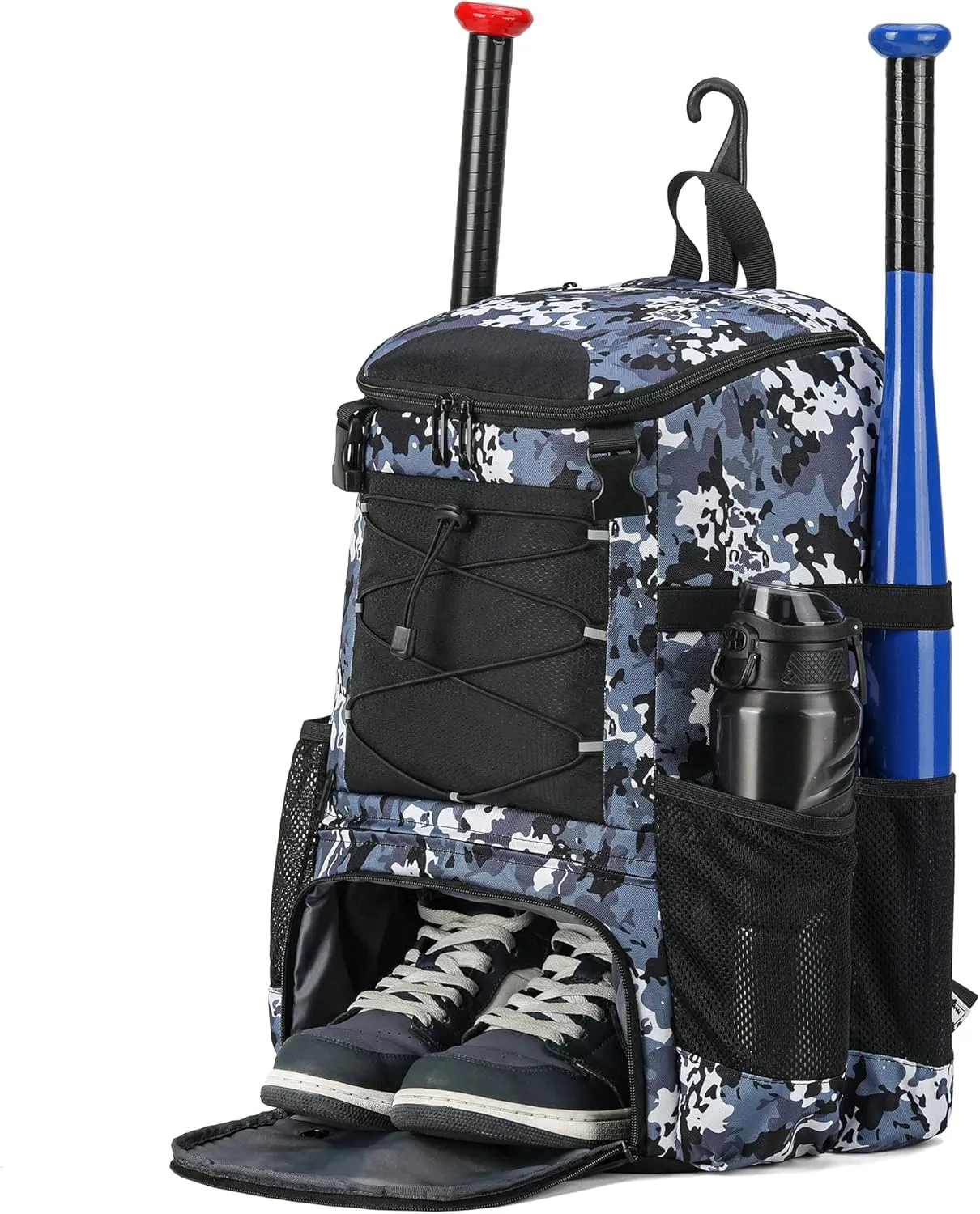 Softball Bag, Baseball Equipment Backpack for Youth Girls Adult, Lightweight With Shoe Compartment, Fence Hook for TBall, Bat, Helmet