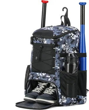 Softball Bag, Baseball Equipment Backpack for Youth Girls Adult, Lightweight With Shoe Compartment, Fence Hook for TBall, Bat, Helmet