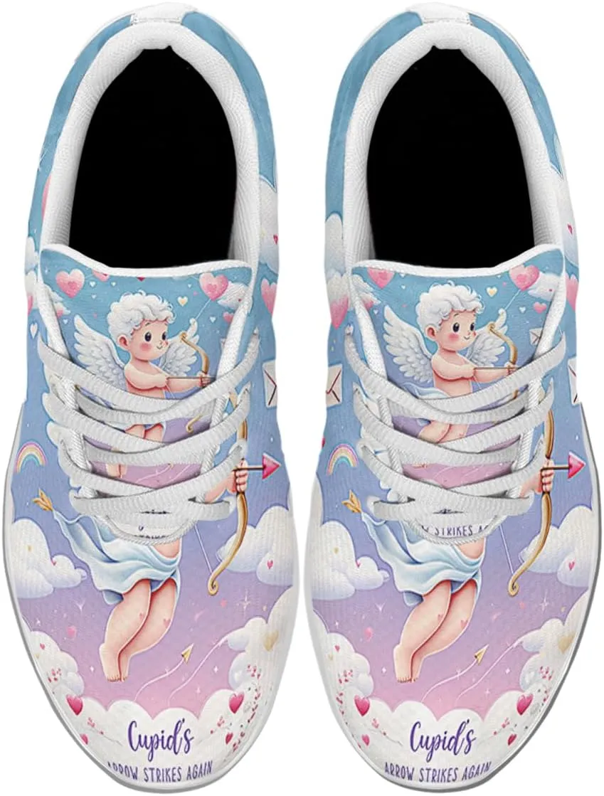 Sonzj-II Happy Valentine's Day Shoes for Women Anti-Slip Lace Up Athletic Walking Running Sneakers