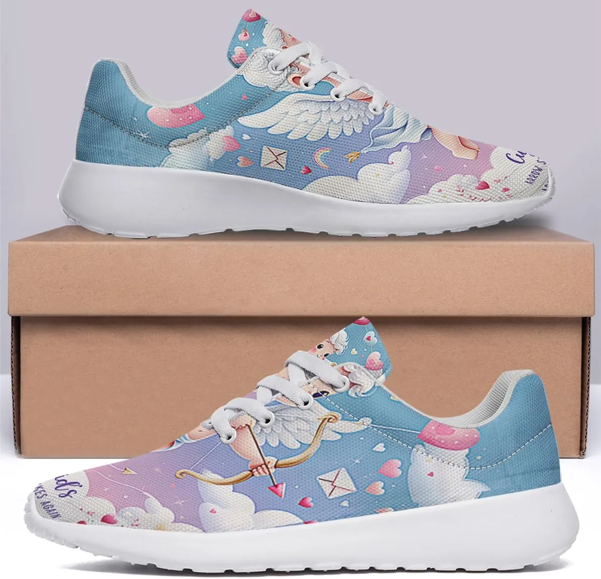 Sonzj-II Happy Valentine's Day Shoes for Women Anti-Slip Lace Up Athletic Walking Running Sneakers