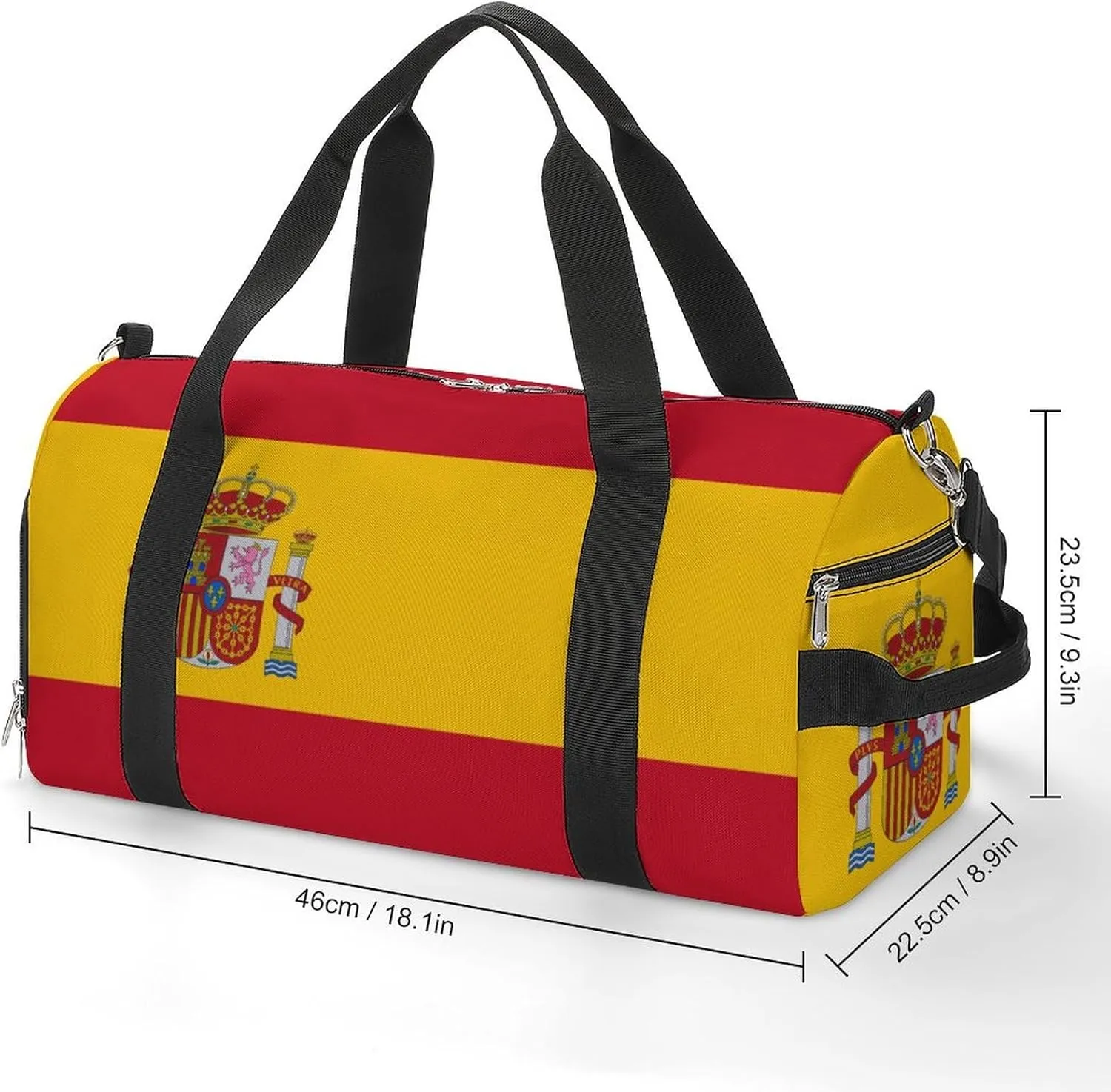 Spain Flag Gym Duffel Bag for Men Women Shoe Compartment Waterproof Lightweight Weekender
