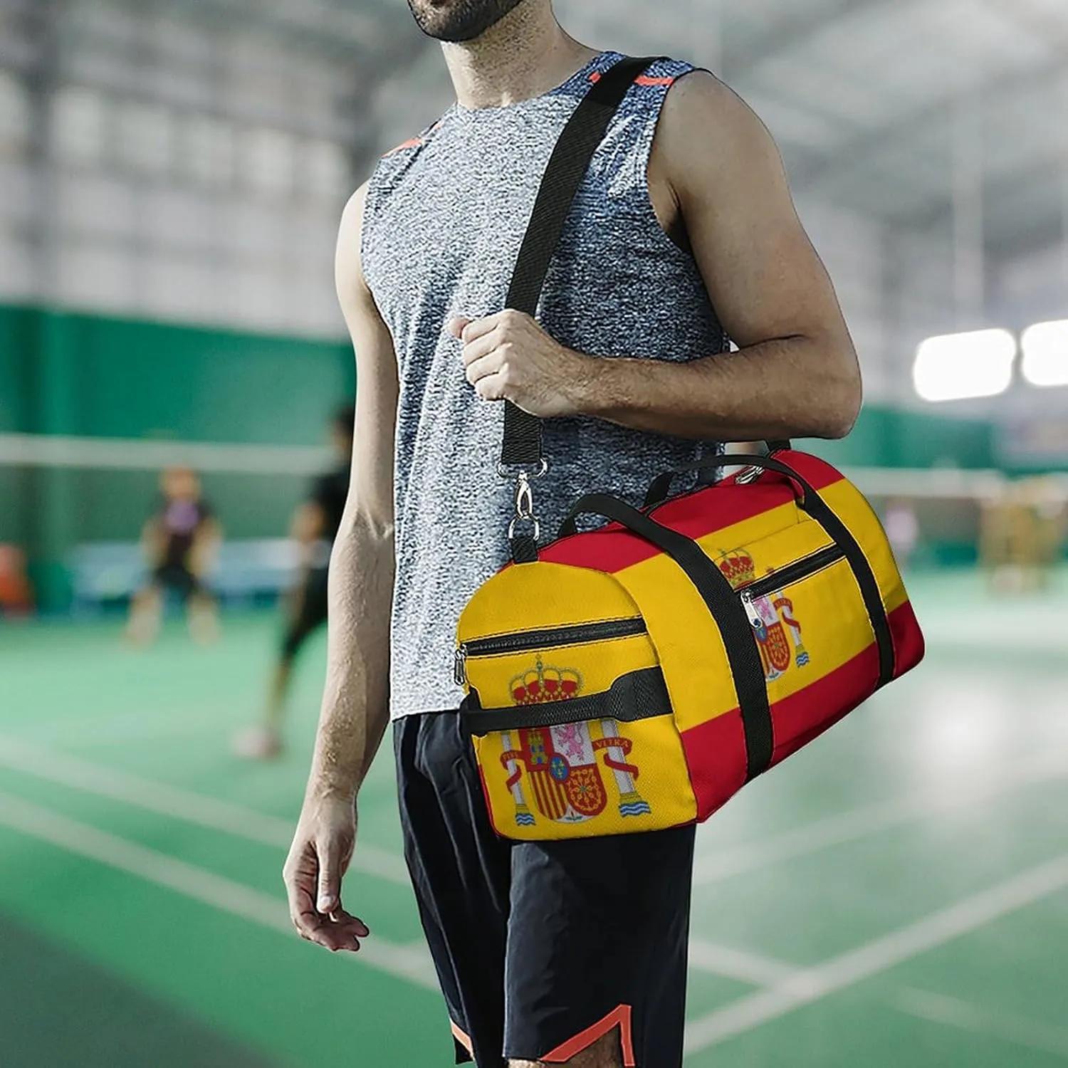 Spain Flag Gym Duffel Bag for Men Women Shoe Compartment Waterproof Lightweight Weekender
