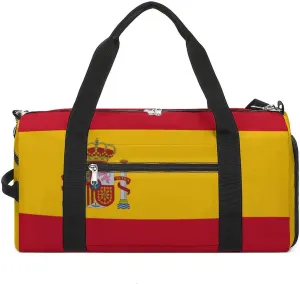 Spain Flag Gym Duffel Bag for Men Women Shoe Compartment Waterproof Lightweight Weekender