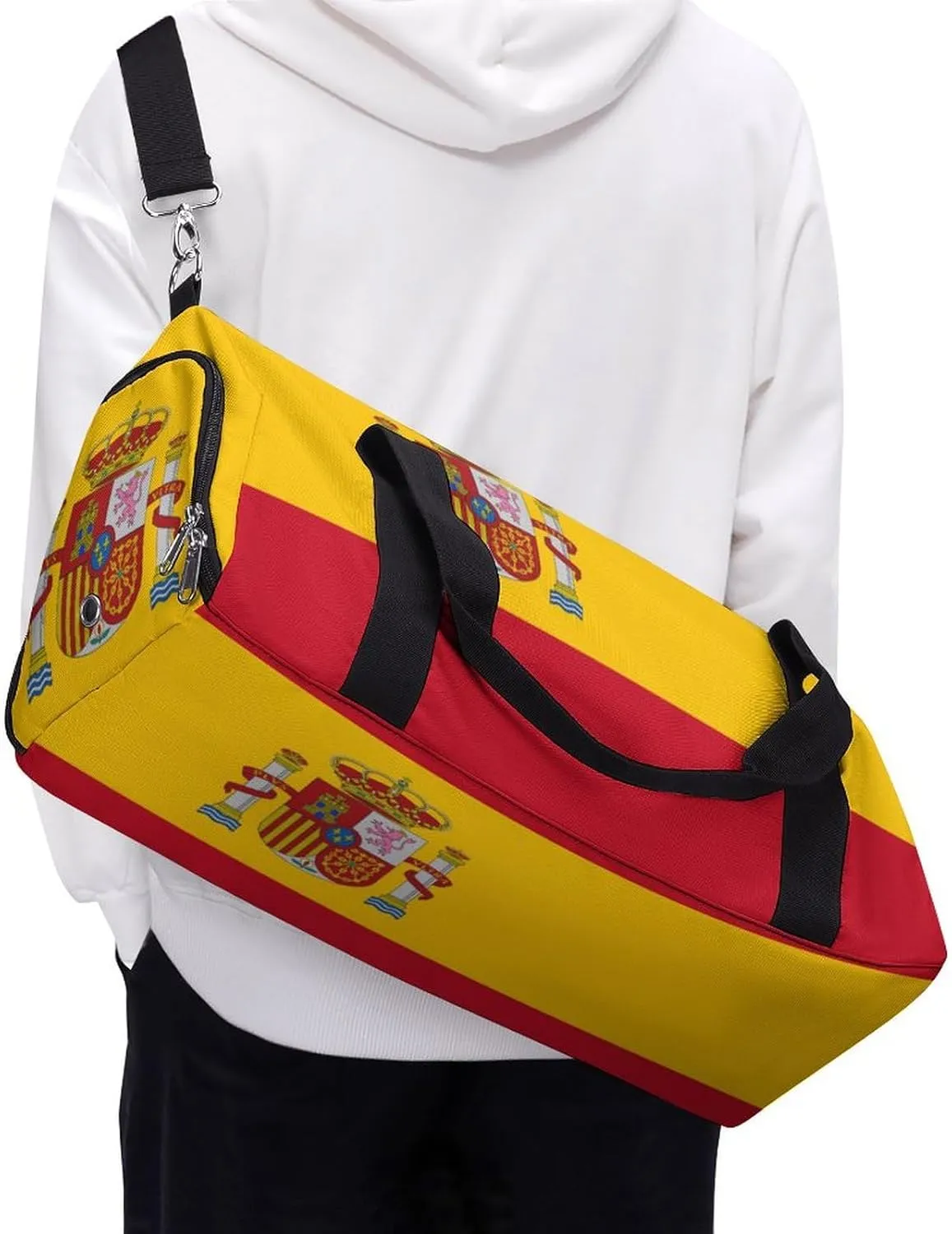 Spain Flag Gym Duffel Bag for Men Women Shoe Compartment Waterproof Lightweight Weekender
