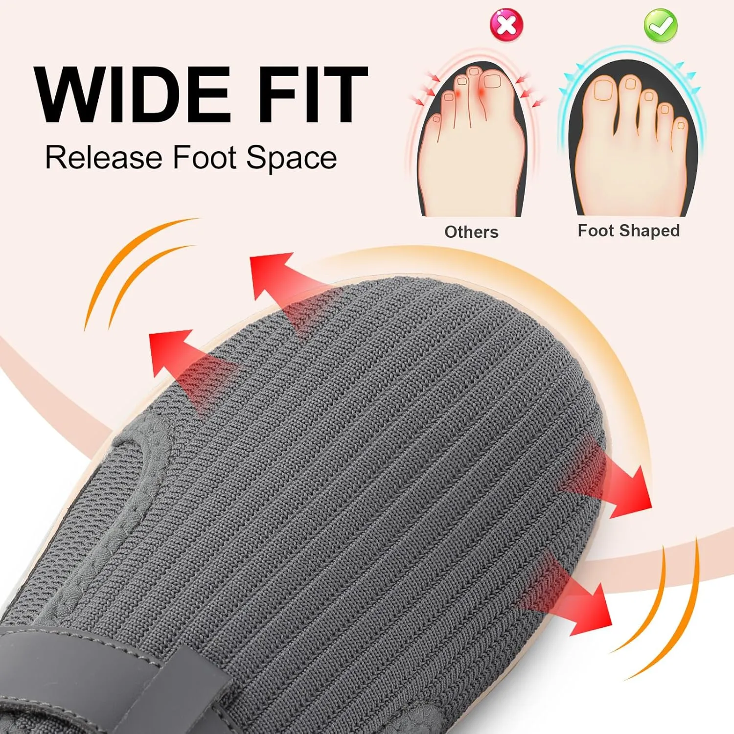 Spesoul Wide Womens Walking Shoes Adjustable Diabetic Shoes Breathable Zero Drop Barefoot Shoe Neuropathy Edema Nursing Shoe Wide Width Sneakers