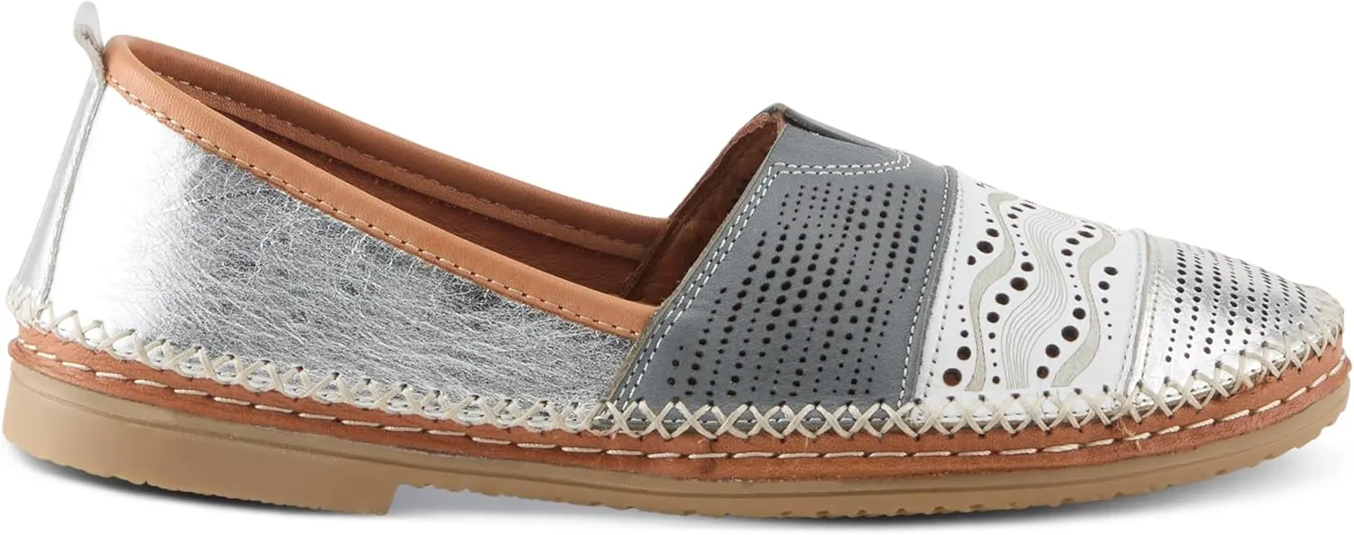 Spring Step Women's HIGHWEST Leather Slip-On Loafer with Perforated and Color-Blocked Whip-Stitch Detailing