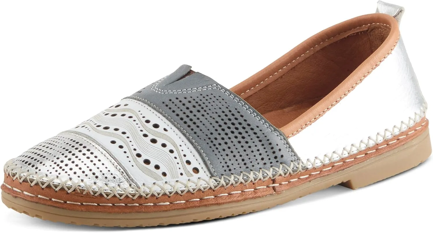 Spring Step Women's HIGHWEST Leather Slip-On Loafer with Perforated and Color-Blocked Whip-Stitch Detailing