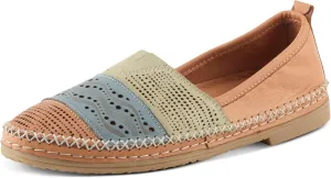 Spring Step Women's HIGHWEST Leather Slip-On Loafer with Perforated and Color-Blocked Whip-Stitch Detailing