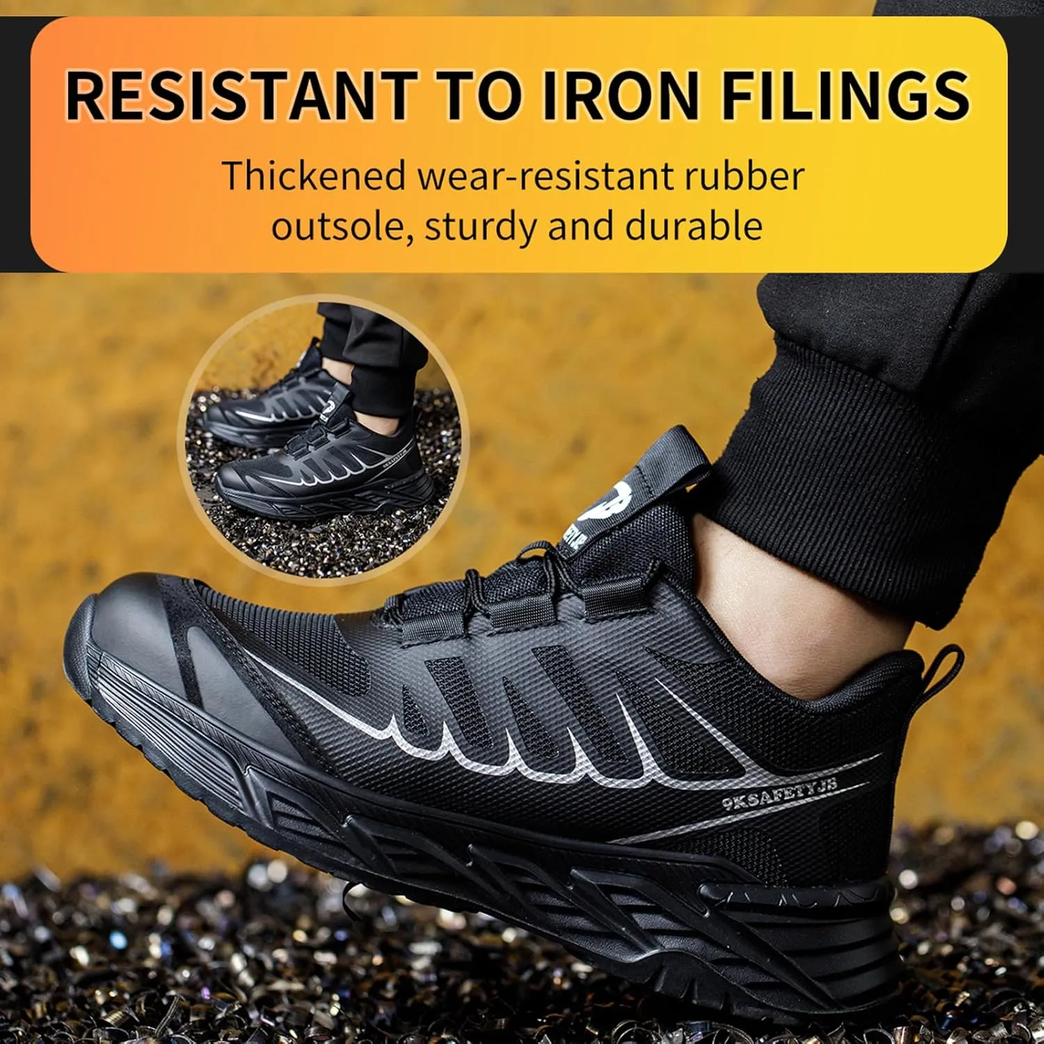 Steel Toe Sneakers for Men Lightweight Safety Shoes Comfortable Puncture Proof Slip On Indestructible Work Shoes