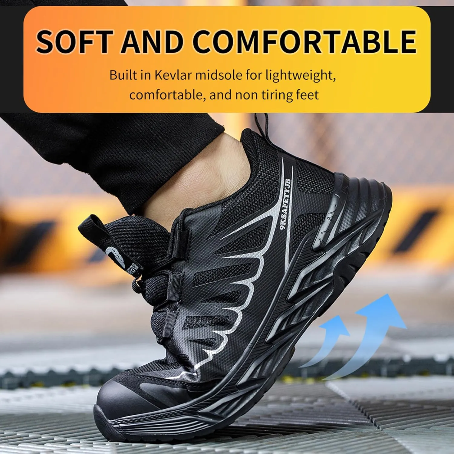 Steel Toe Sneakers for Men Lightweight Safety Shoes Comfortable Puncture Proof Slip On Indestructible Work Shoes