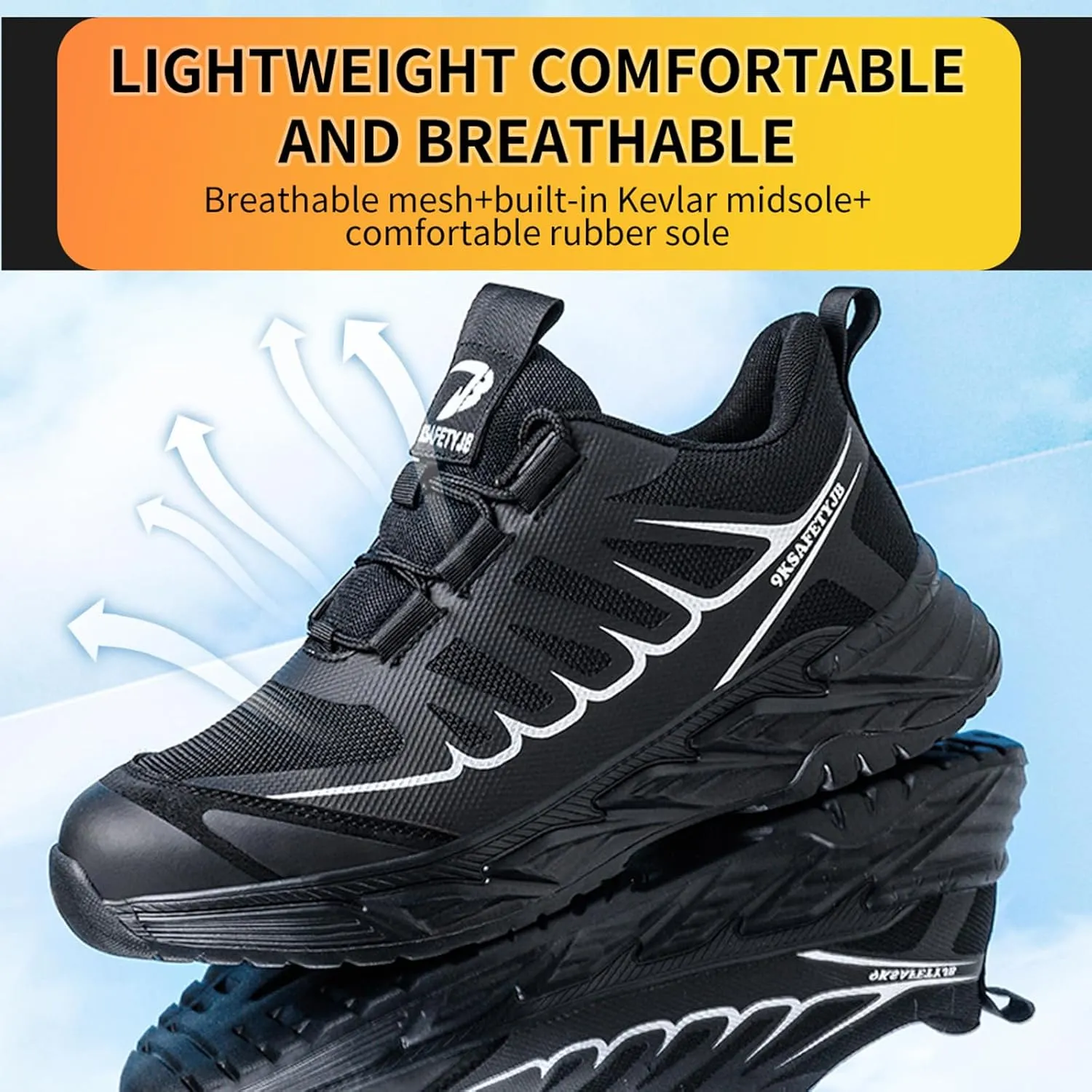 Steel Toe Sneakers for Men Lightweight Safety Shoes Comfortable Puncture Proof Slip On Indestructible Work Shoes