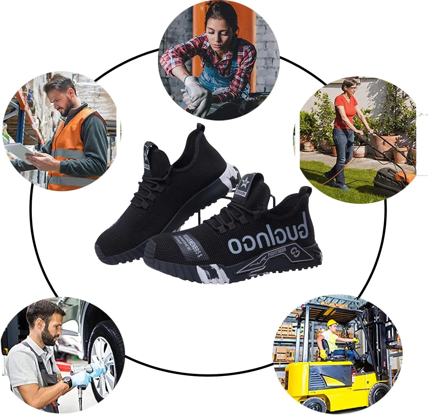 Steel Toe Work Shoes,Men Composite Toe Shoe for Women Work and Safety Footwear Breathable Comfortable Slip Resistant