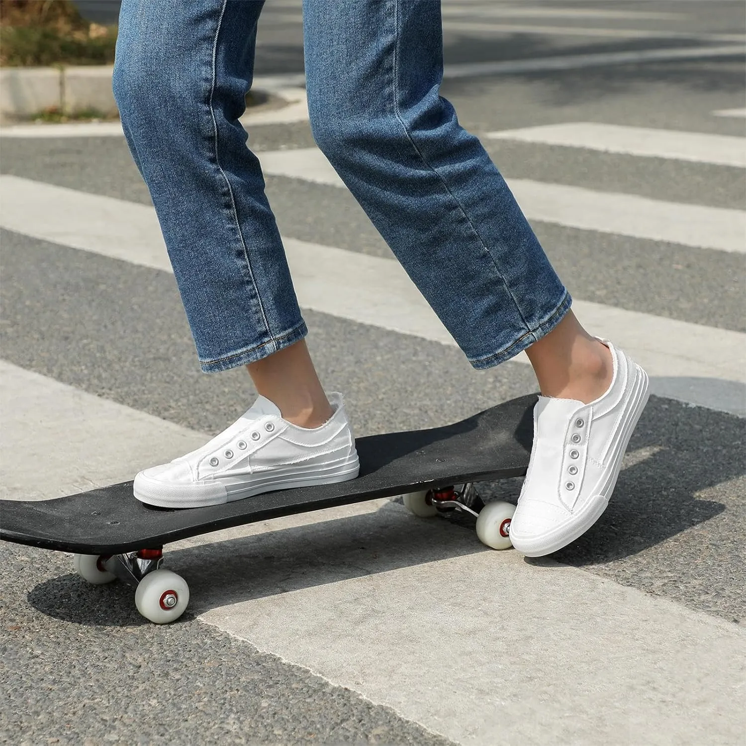 STQ Slip On Shoes Women Casual Canvas Sneakers