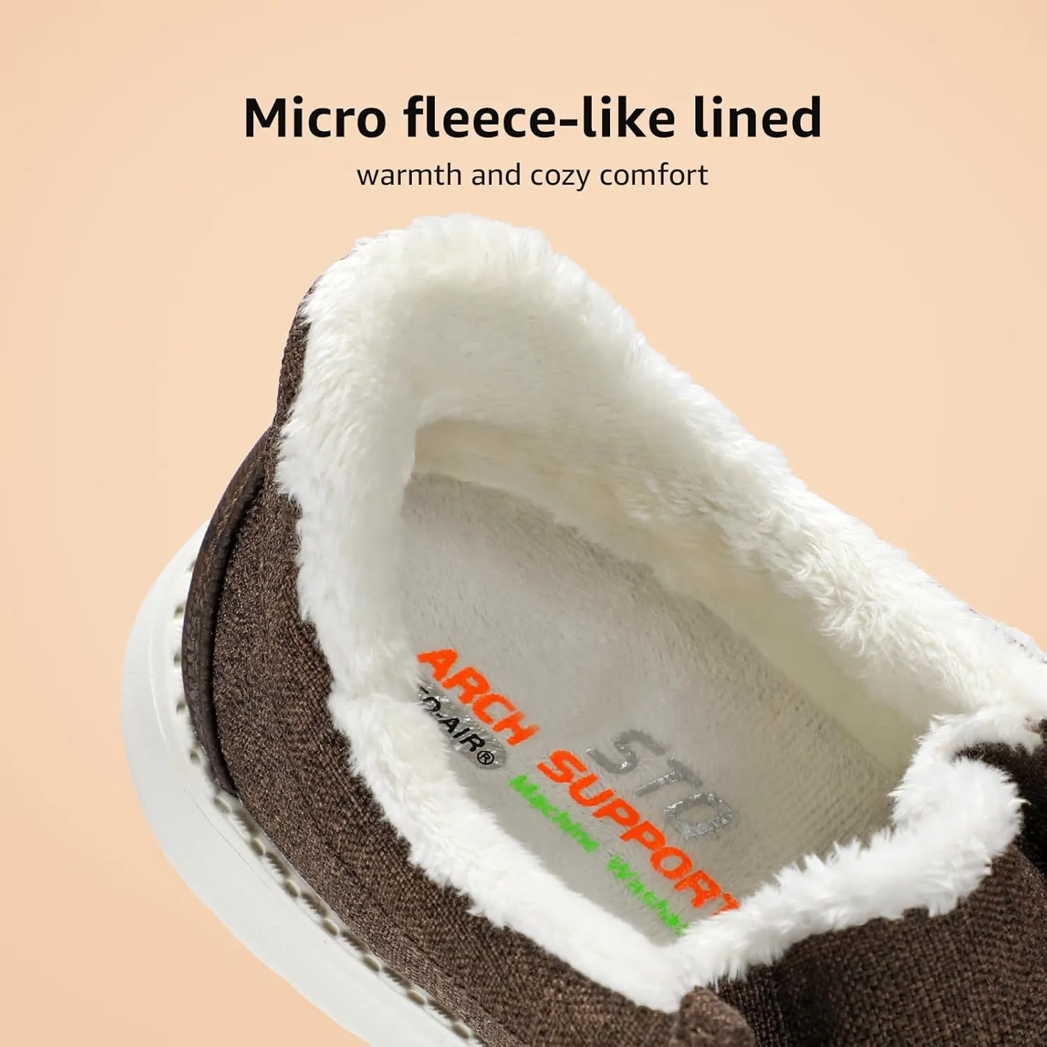 STQ Slip On Shoes Women Loafers Orthopedic Fur Lined Warm Winter Canvas Boat Shoes Plantar Fasciitis Relief Maternity Pregancy Walking Sneakers for Travel