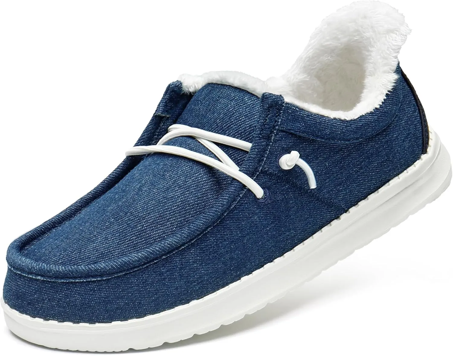 STQ Slip On Shoes Women Loafers Orthopedic Fur Lined Warm Winter Canvas Boat Shoes Plantar Fasciitis Relief Maternity Pregancy Walking Sneakers for Travel