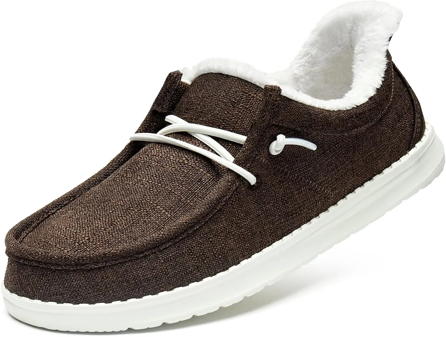 STQ Slip On Shoes Women Loafers Orthopedic Fur Lined Warm Winter Canvas Boat Shoes Plantar Fasciitis Relief Maternity Pregancy Walking Sneakers for Travel