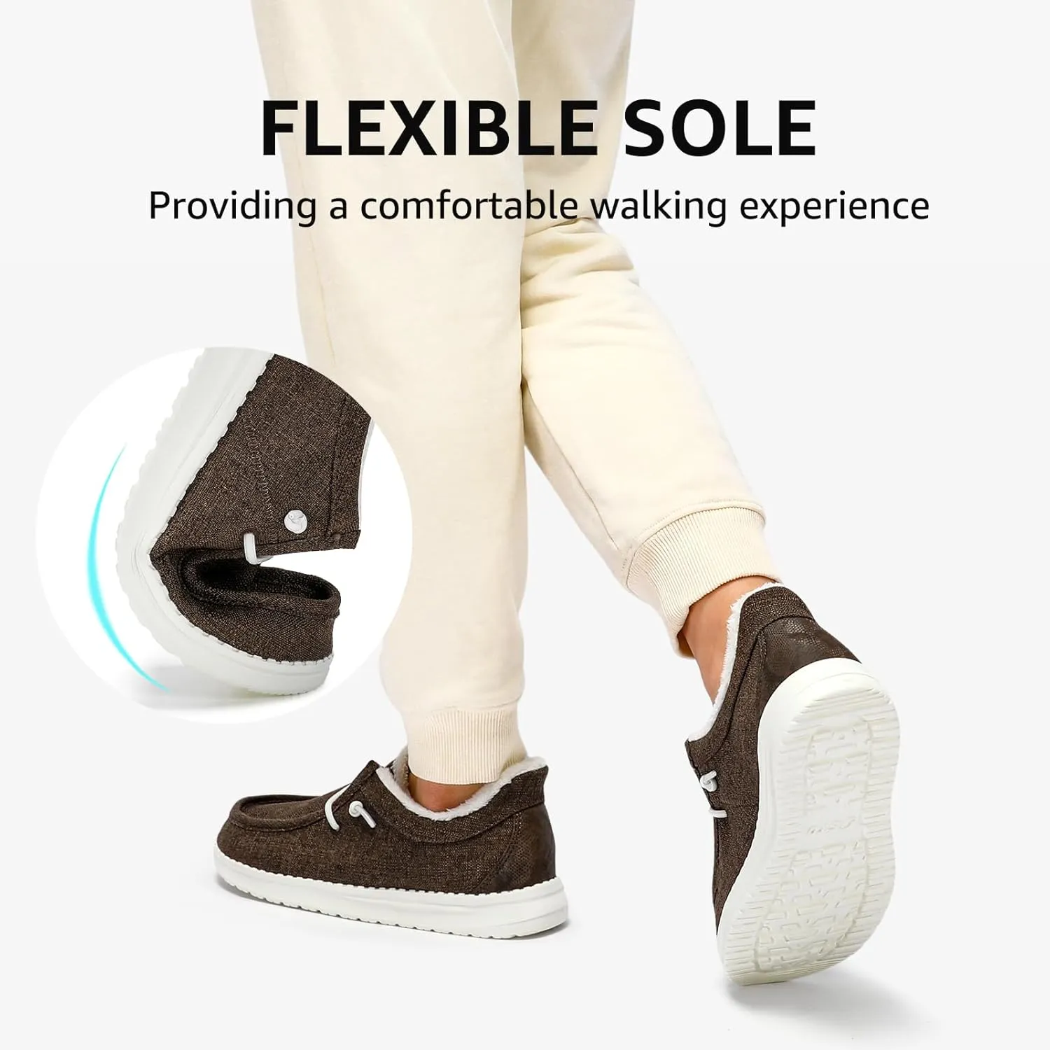 STQ Slip On Shoes Women Loafers Orthopedic Fur Lined Warm Winter Canvas Boat Shoes Plantar Fasciitis Relief Maternity Pregancy Walking Sneakers for Travel