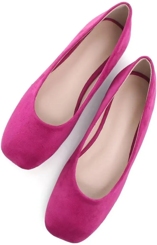 Stunner Women's Comfortable Slip On Ballet Shoes Square Toe Dress Flats Soft Walking Flats