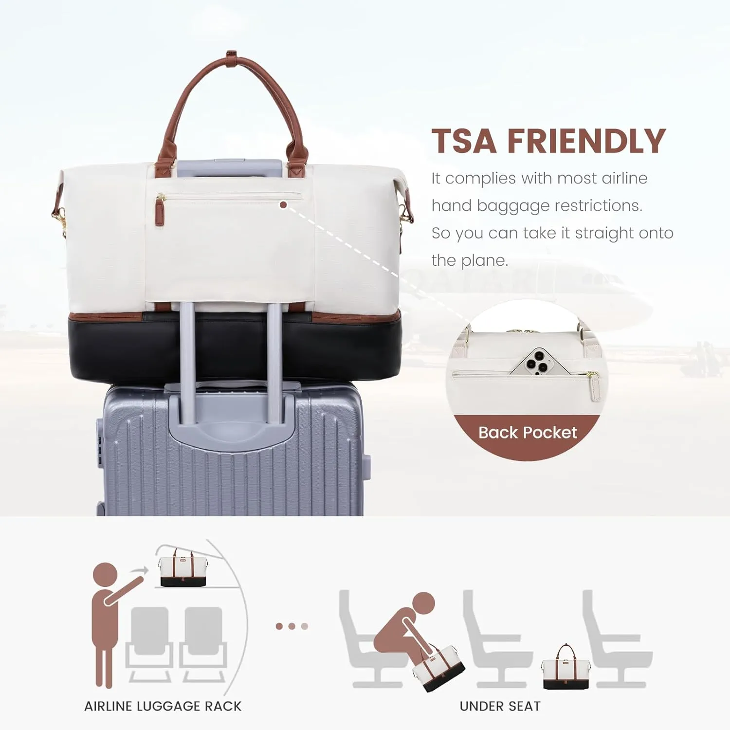 Sucipi Weekender Bags for Women Canvas Travel Duffle Bag with Shoe Compartment Overnight Bag Carry on Gym Duffel with Toiletry Bag for Traveling Weekend Hospital Bags for Labor and Delivery