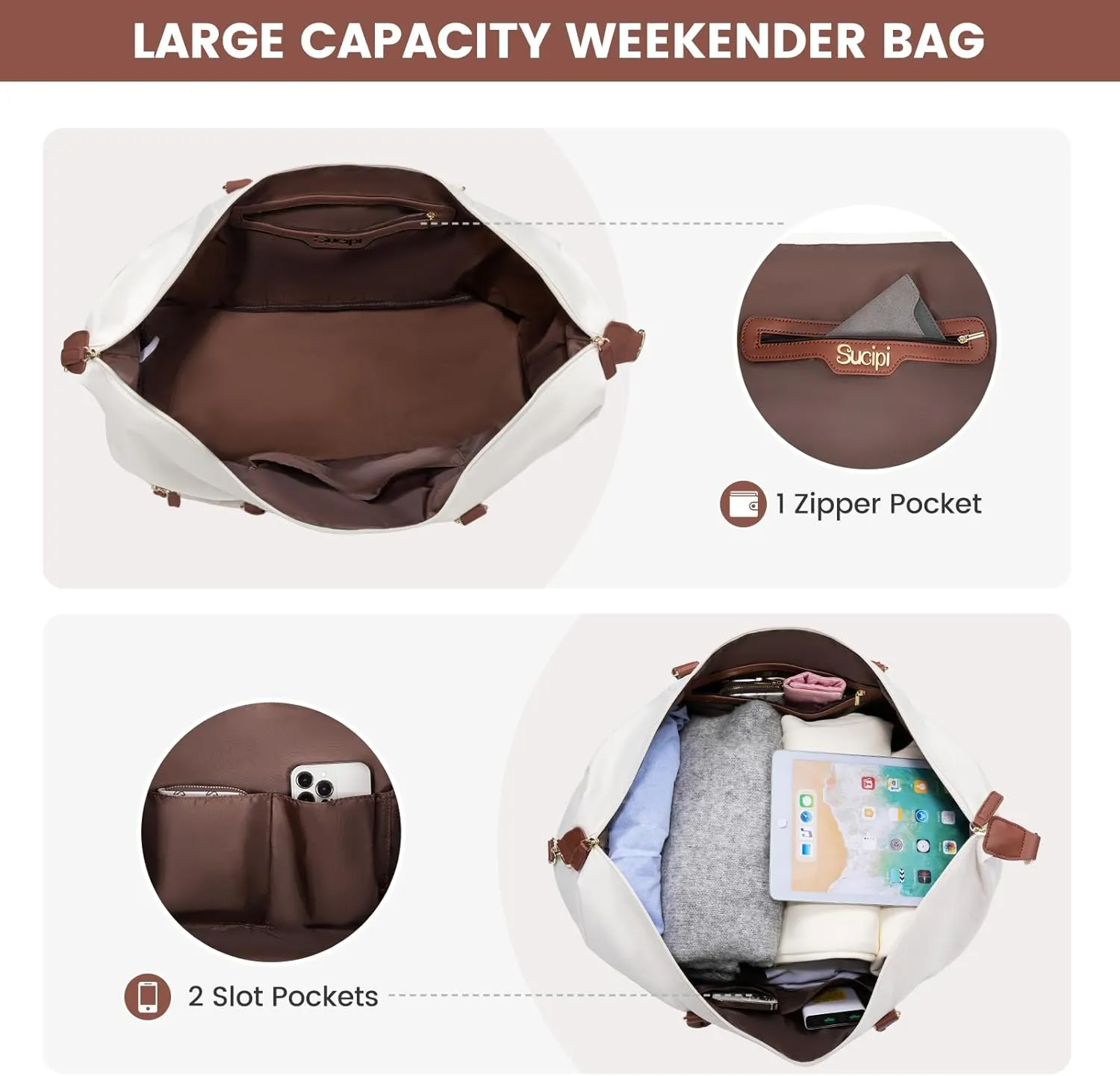 Sucipi Weekender Bags for Women Canvas Travel Duffle Bag with Shoe Compartment Overnight Bag Carry on Gym Duffel with Toiletry Bag for Traveling Weekend Hospital Bags for Labor and Delivery