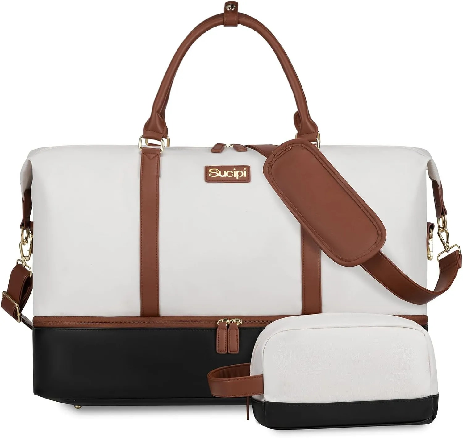 Sucipi Weekender Bags for Women Canvas Travel Duffle Bag with Shoe Compartment Overnight Bag Carry on Gym Duffel with Toiletry Bag for Traveling Weekend Hospital Bags for Labor and Delivery
