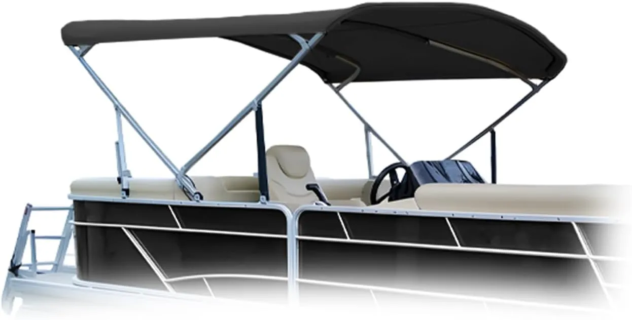 Summerset Eevelle Premium Bimini 4 Bow Pontoon Top Includes 1" Aluminum Frame & Hardware, Waterproof Solution Dyed 600D Fabric, Marine Grade Material, UV-Resistant, 54" H