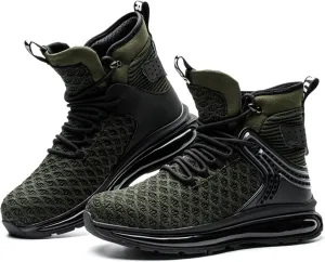 SYLPHID Men Steel Toe Sneakers Women Safety Shoes High top Work Shoe with Air Cushion Lightweight Breathable Puncture Proof