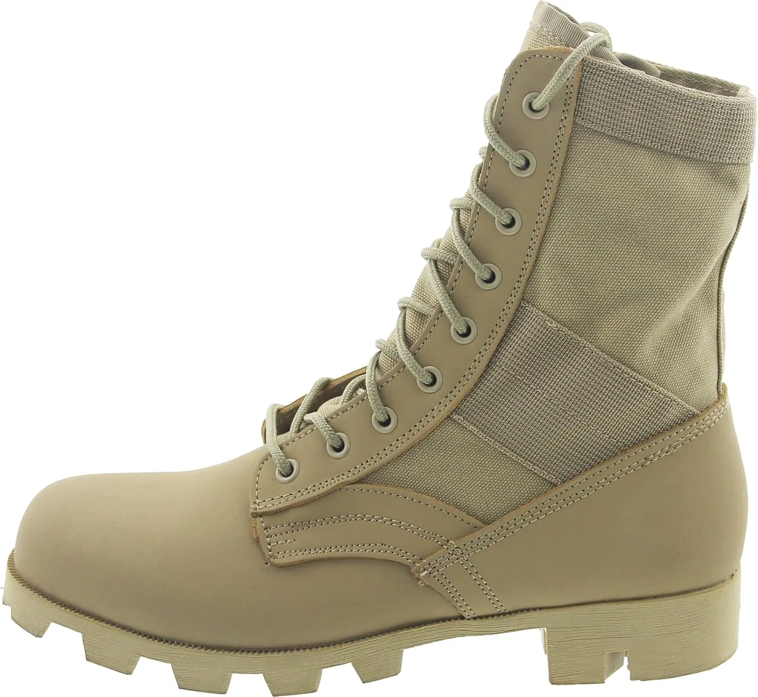 Tactical Jungle Boots with Panama Sole 8 in, Military GI Type Vietnam Combat Army, Leather/Canvas