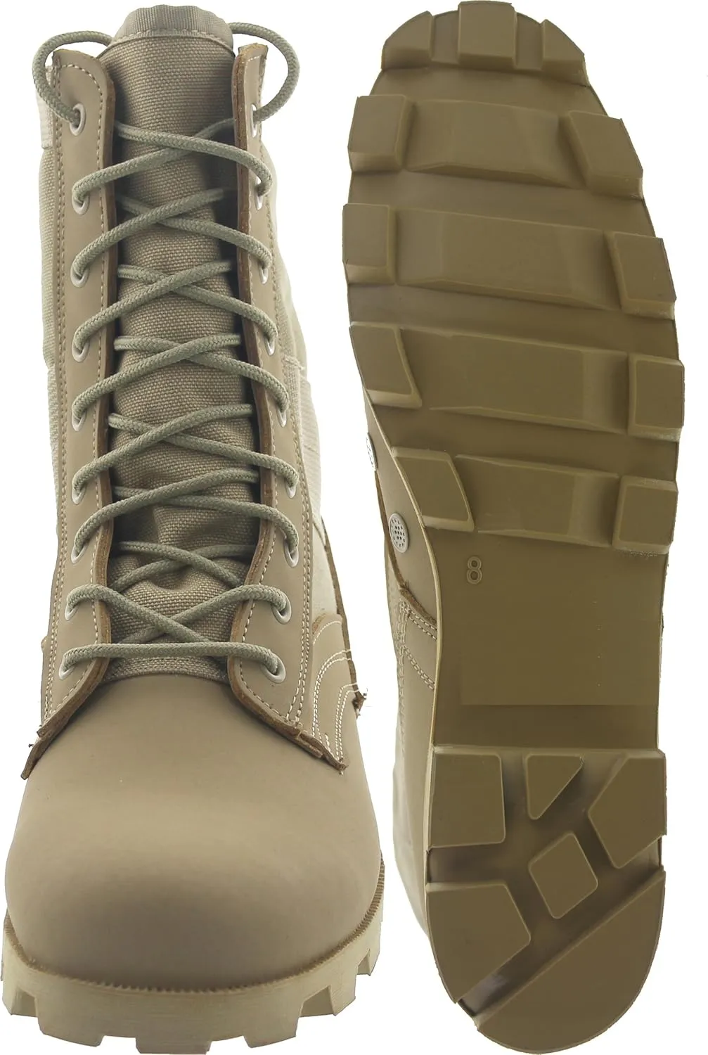 Tactical Jungle Boots with Panama Sole 8 in, Military GI Type Vietnam Combat Army, Leather/Canvas