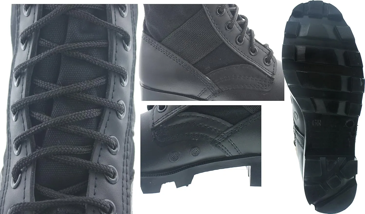 Tactical Jungle Boots with Panama Sole 8 in, Military GI Type Vietnam Combat Army, Leather/Canvas