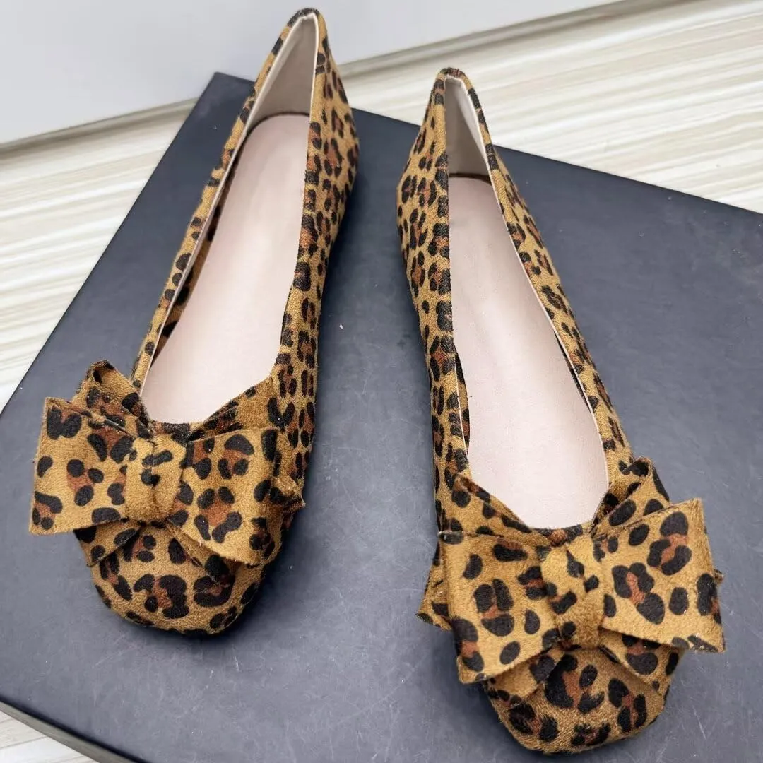 TANGNEST Women Cute Bowknot Flats Soft Slip On Dress Comfort Square Toe Flats