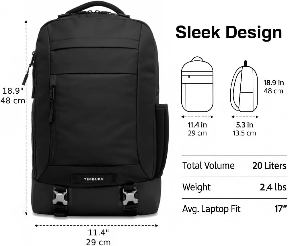 Timbuk2 Authority Laptop Backpack Deluxe, Eco Black Deluxe