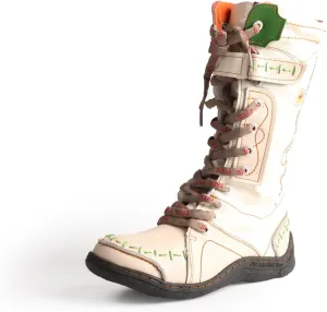 TMA EYES Women's Leather Casual Mid-Calf Boots Fashion Non-slip and Patchwork With Handstitching upper Boots