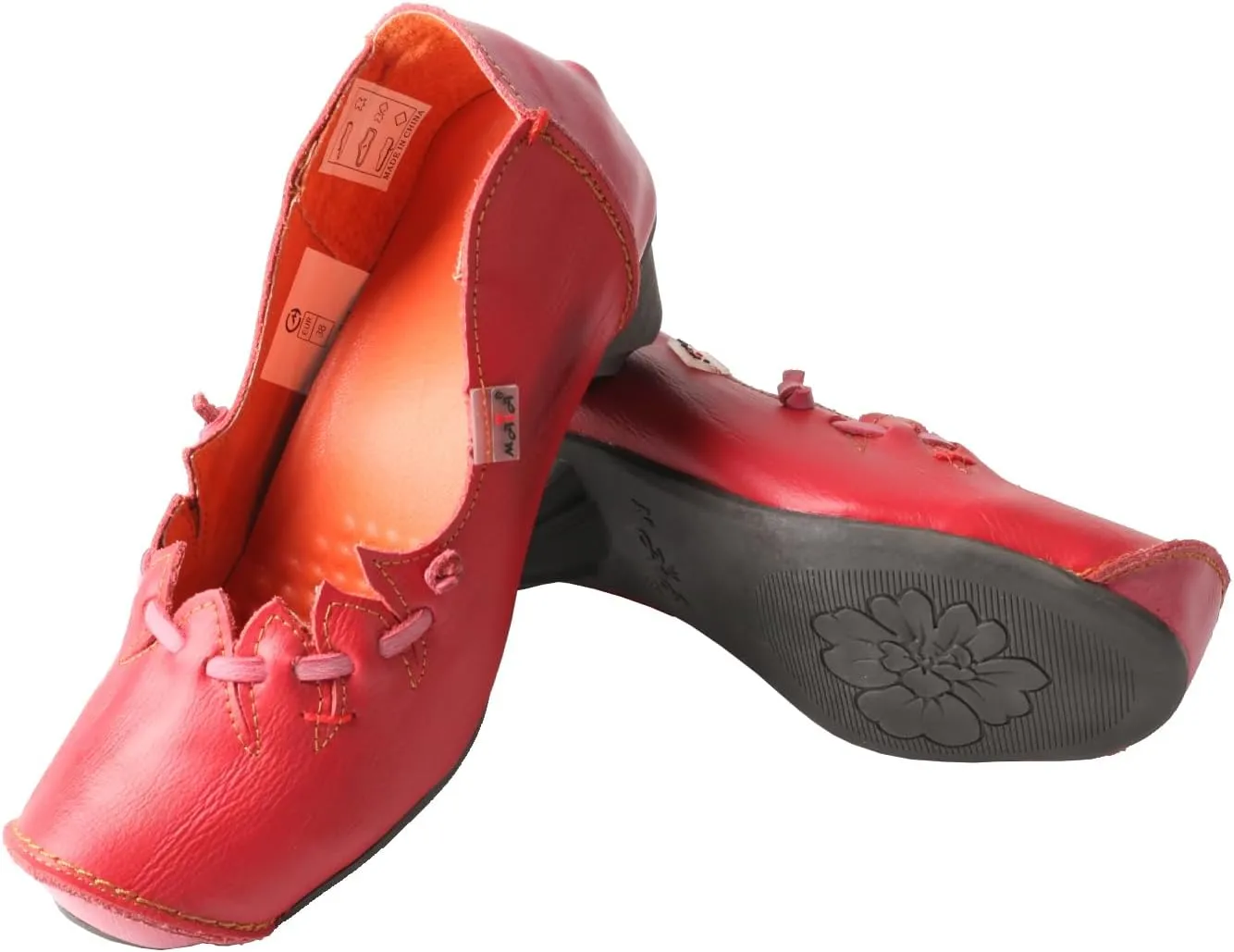 TMA EYES Women's Leather Soft Sole Slip on Low Heel Casual Shoes