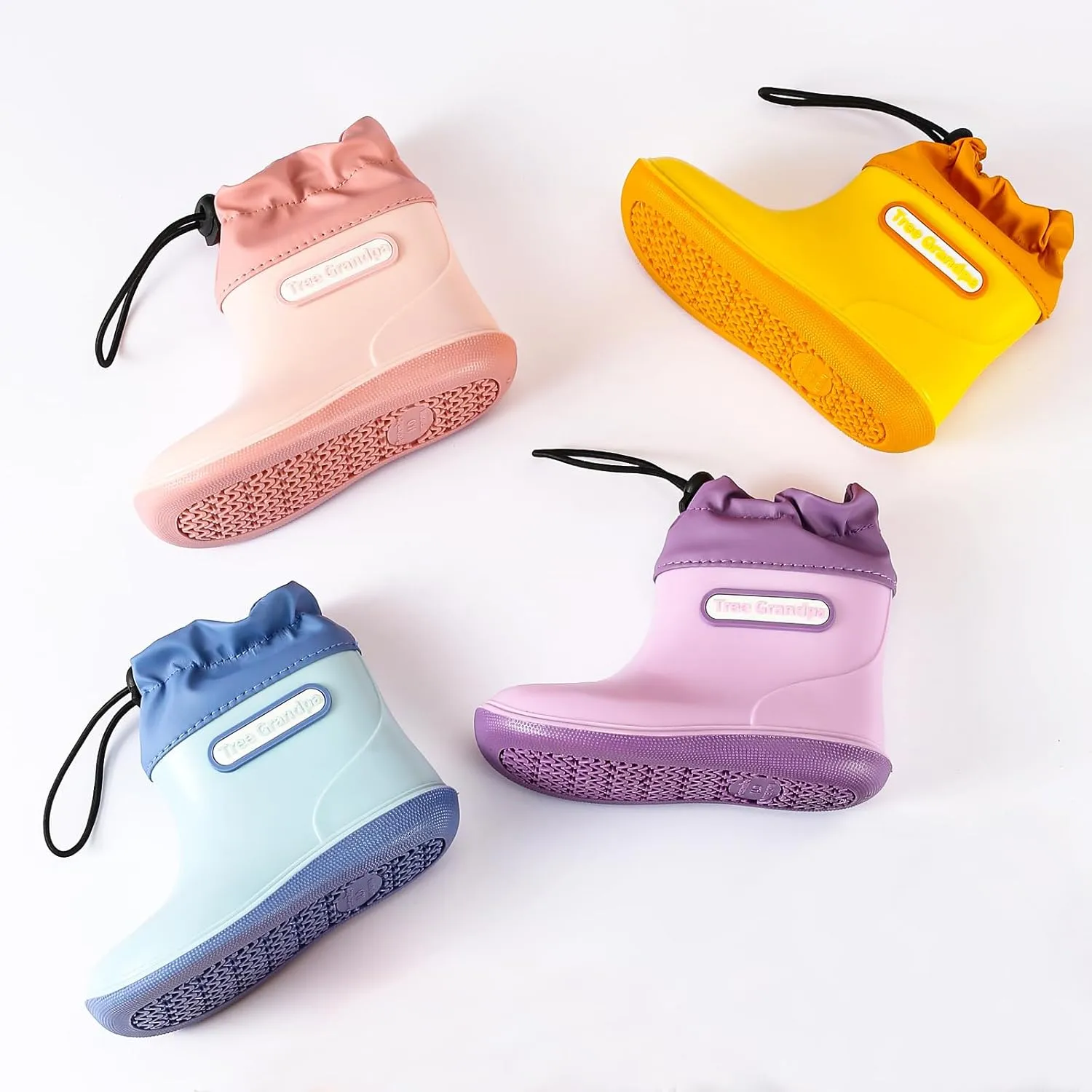 Toddler Kids Rain Boots for Boys Girls Easy-on Lightweight Waterproof Rainboots Baby
