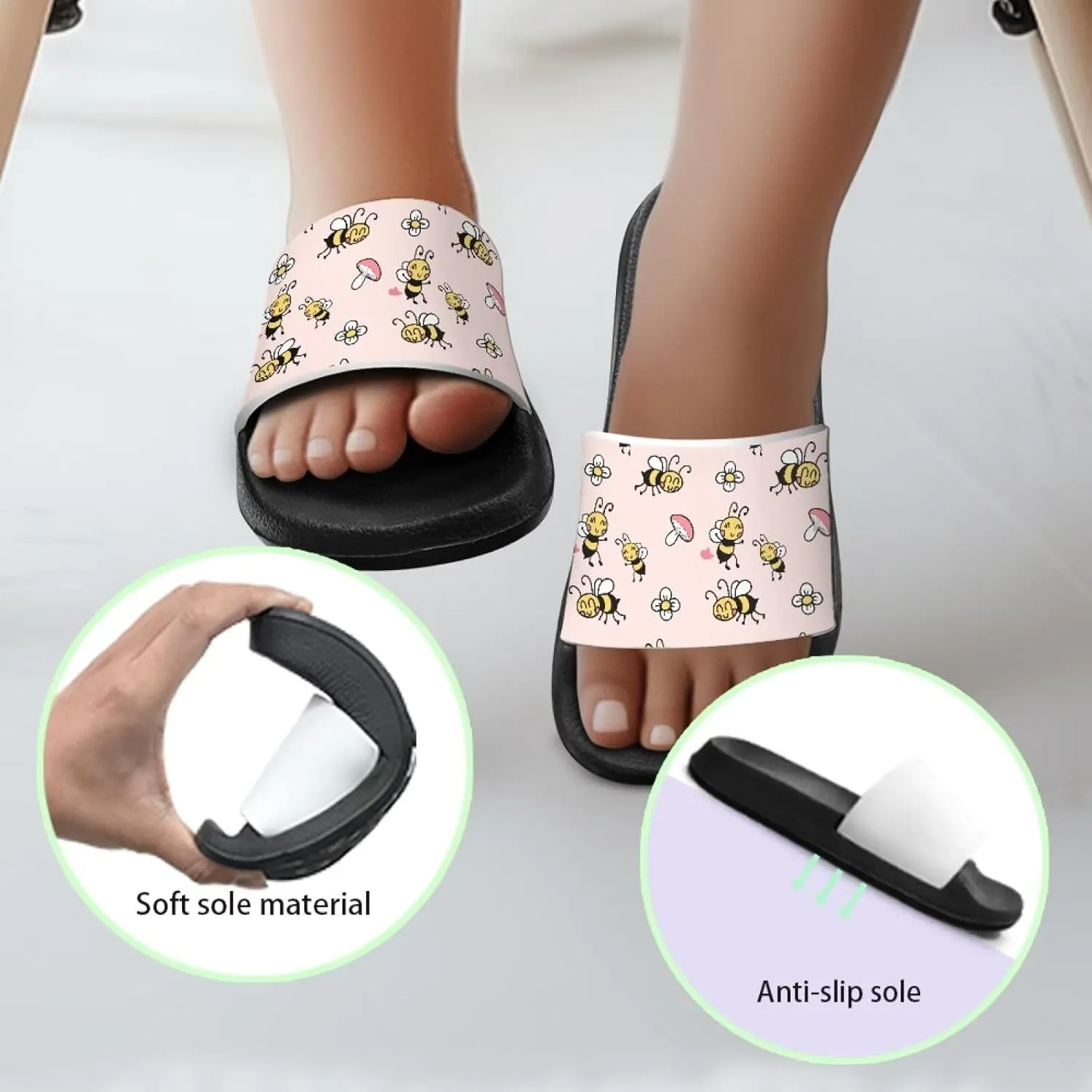 Toddler Sandals Comfy Sport Slides Non-slip Beach Slides Garden Slip On Shoes Water Friendly Bath Slippers