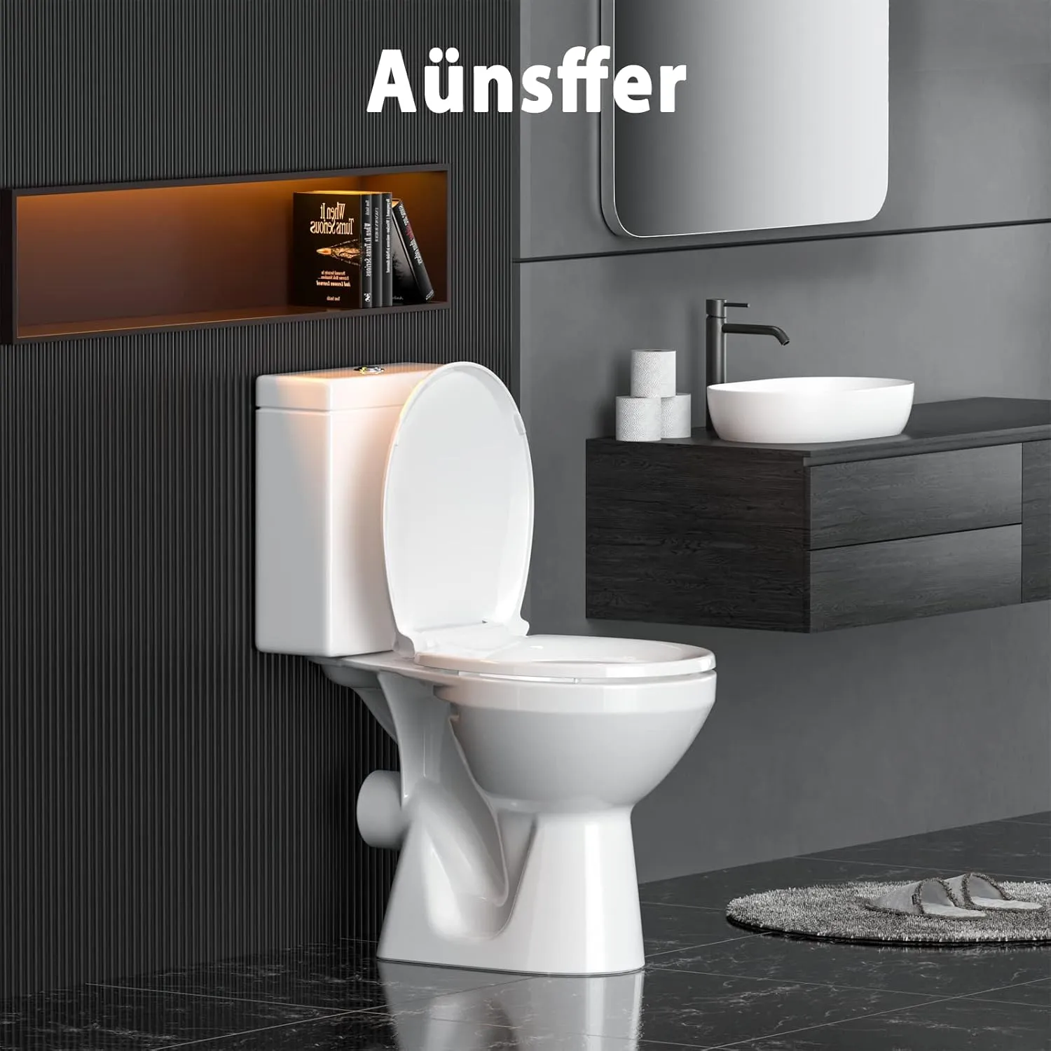 Toilet Seat Round Soft Close16.5'', Toilet Lid Slow Close Quiet No Slam, Easy Installation & Release，Safe PP Material Easy Clean, Comfortable Ergonomic Design, 2 Years Support, White Plastic