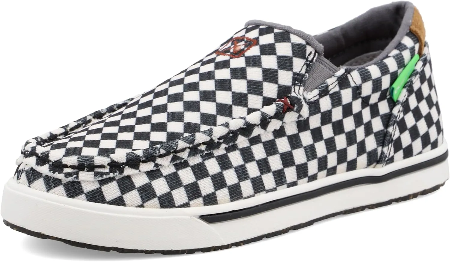 Twisted X Kid's Slip-On Kicks, Moc Toe, Black & White, 11.5 M