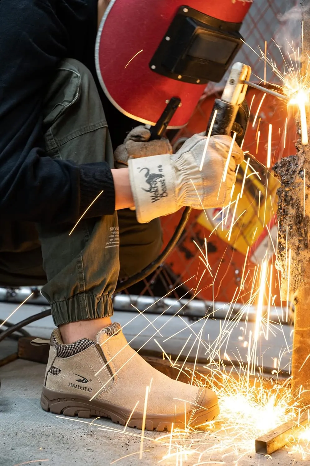 U-lite Indestructible Steel Toe Work Shoes for Men Women, Lightweight Comfortable Safety Sneakers Puncture Proof Breathable Slip-Resistant Working Welding Protective Shoes Waterproof Boot