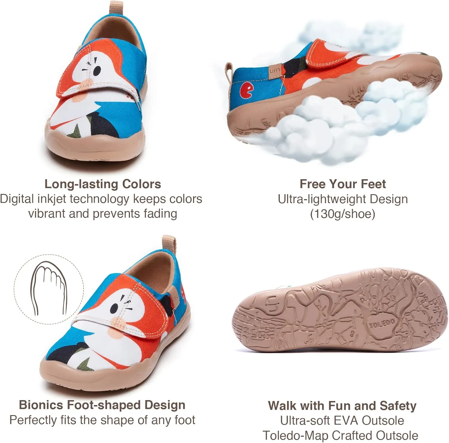 UIN Kid's Casual Slip-on Canvas Loafers Boys Girls Shoes Fashion Sneakers Funny Painted Travel Shoes