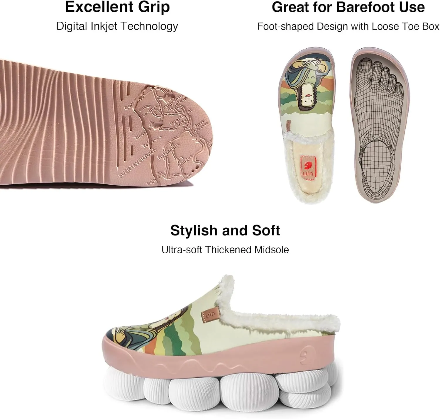 UIN Men's Mules Slipper Loafers Lightweight Comfort Mules Walking Casual Clogs Household Slip Ons Art Painted Travel Shoes Midnight Street 2