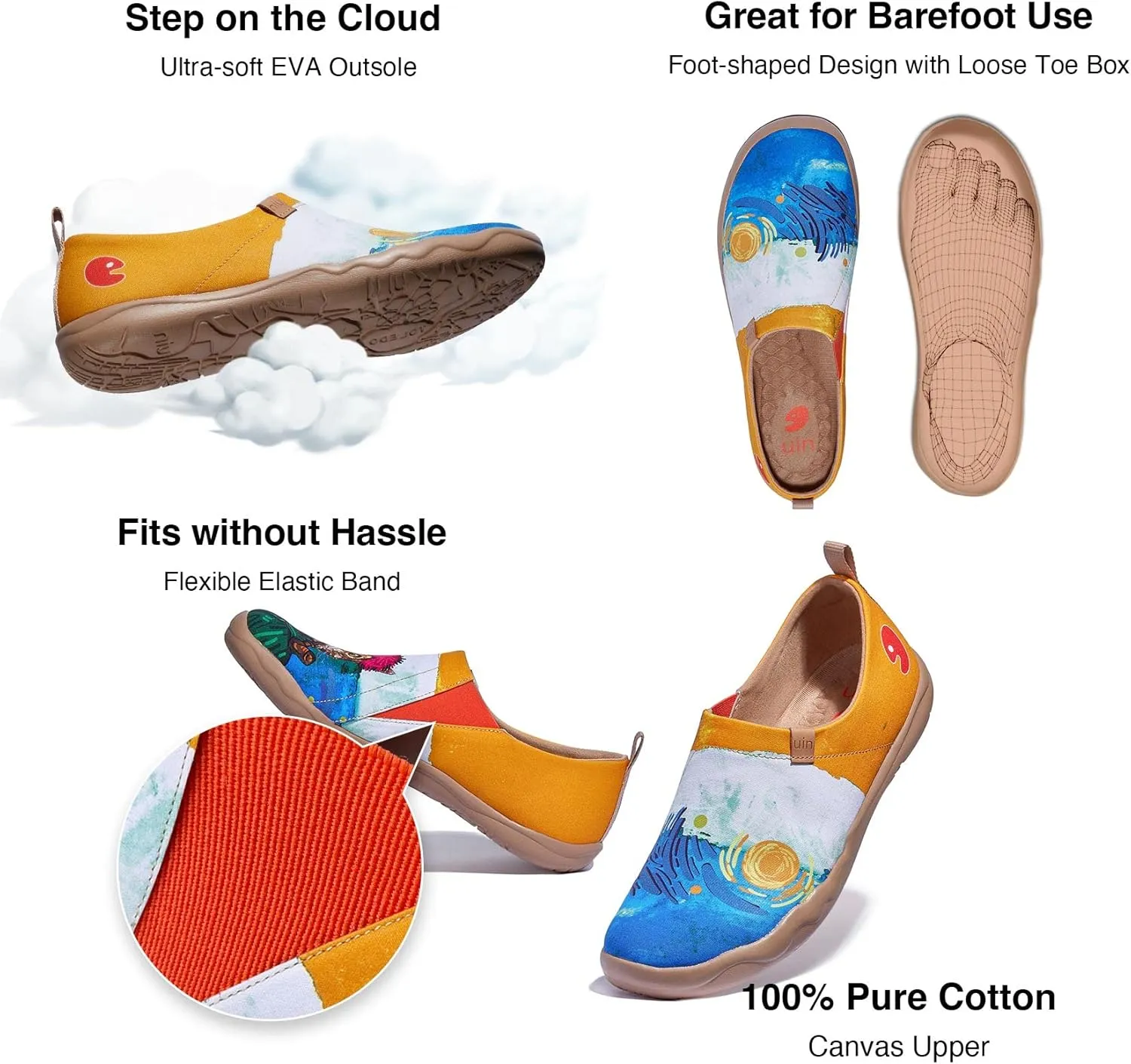 UIN Men's Walking Travel Shoes Slip On Canvas Casual Loafers Lightweight Comfort Fashion Sneaker Happy Doggies