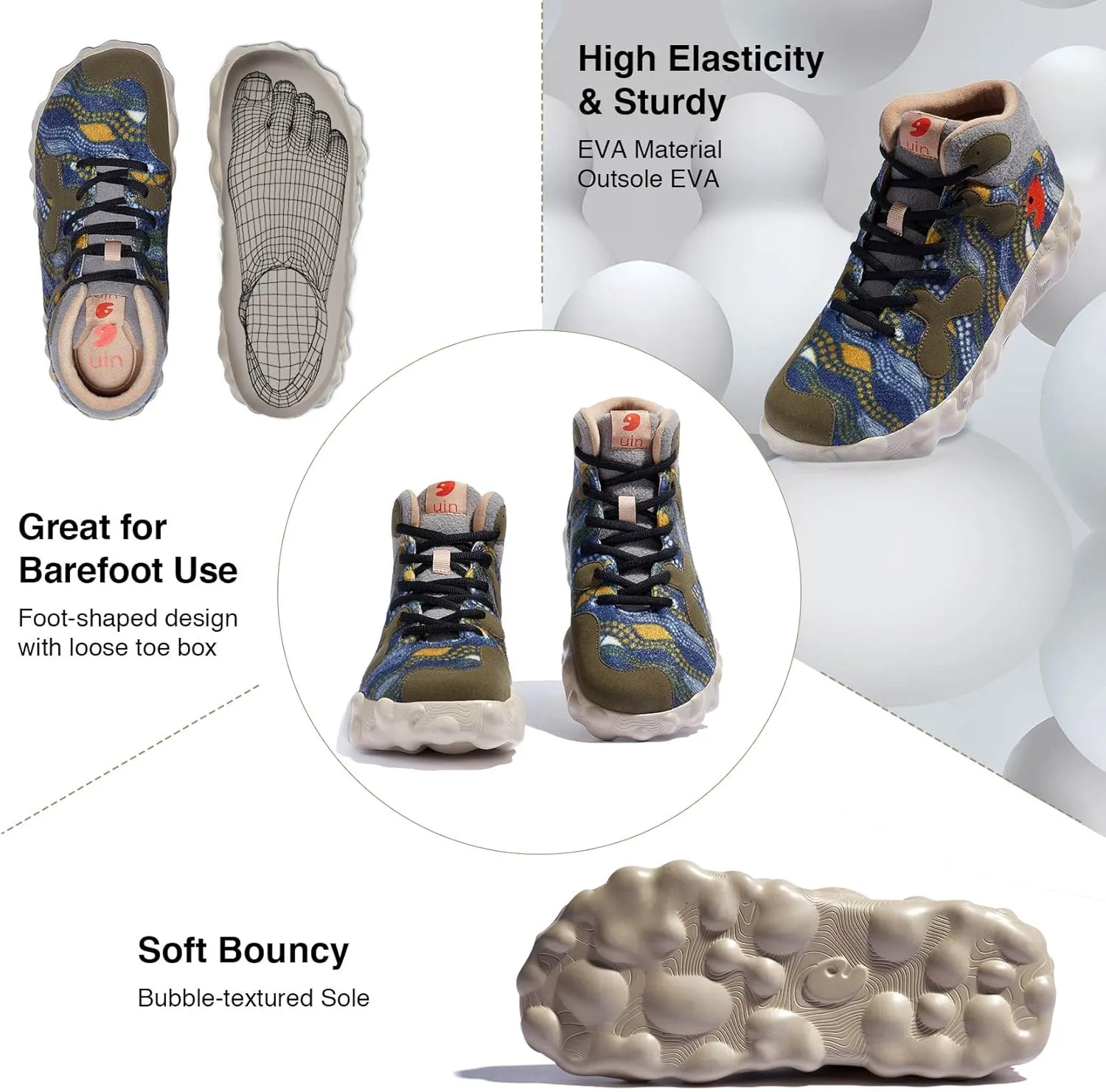 UIN Men's Walking Travel Shoes Slip On Casual Lightweight Wide Toe Chunky Fashion Sneaker FiguerasⅠ
