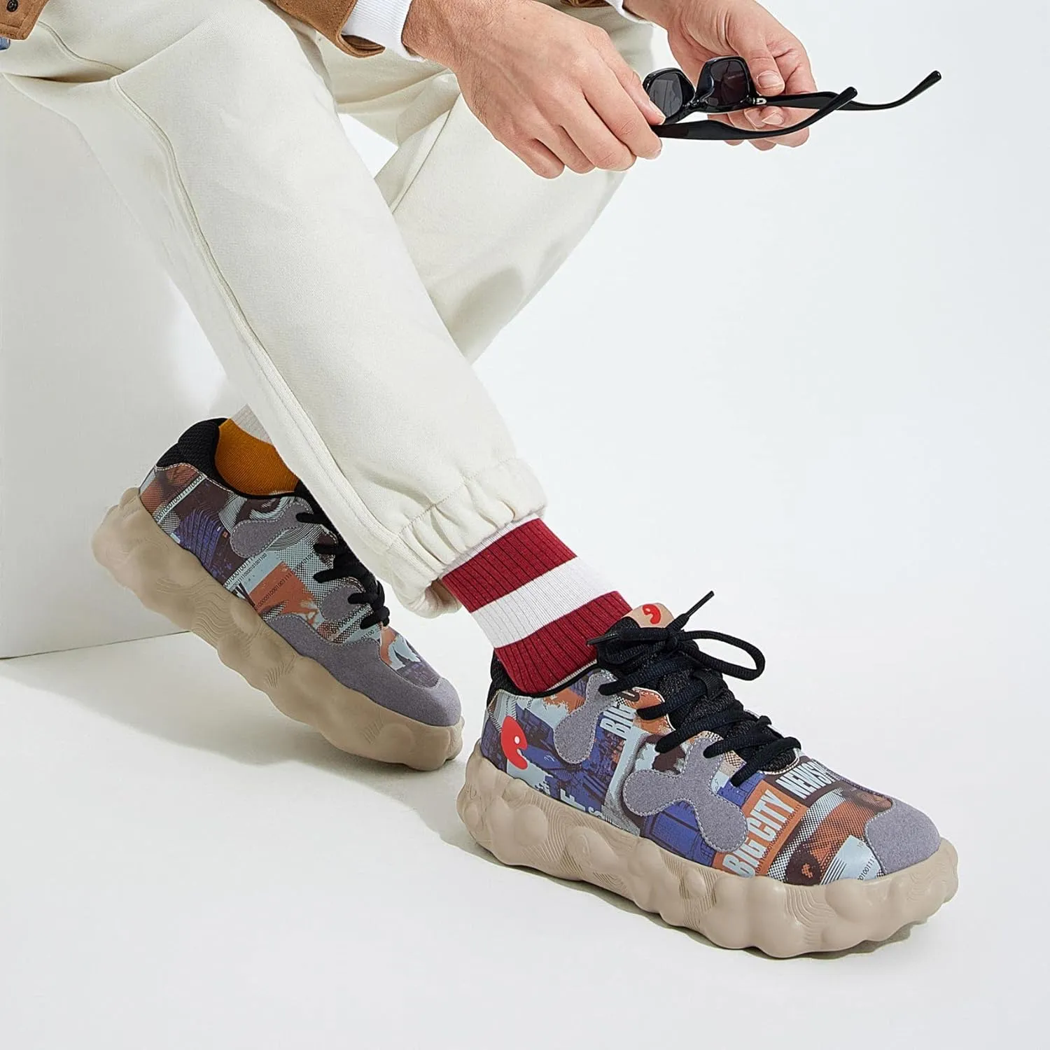 UIN Men's Walking Travel Shoes Slip On Casual Lightweight Wide Toe Chunky Fashion Sneaker FiguerasⅠ