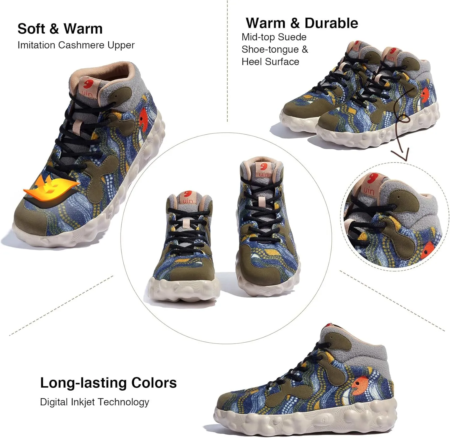 UIN Men's Walking Travel Shoes Slip On Casual Lightweight Wide Toe Chunky Fashion Sneaker FiguerasⅠ