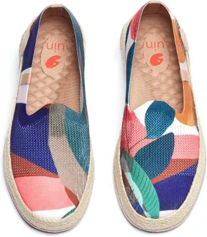 UIN Women's Espadrilles Slip Ons Knitted Lightweight Walking Casual Loafers Comfortable Art Painted Travel Shoes Marbella II