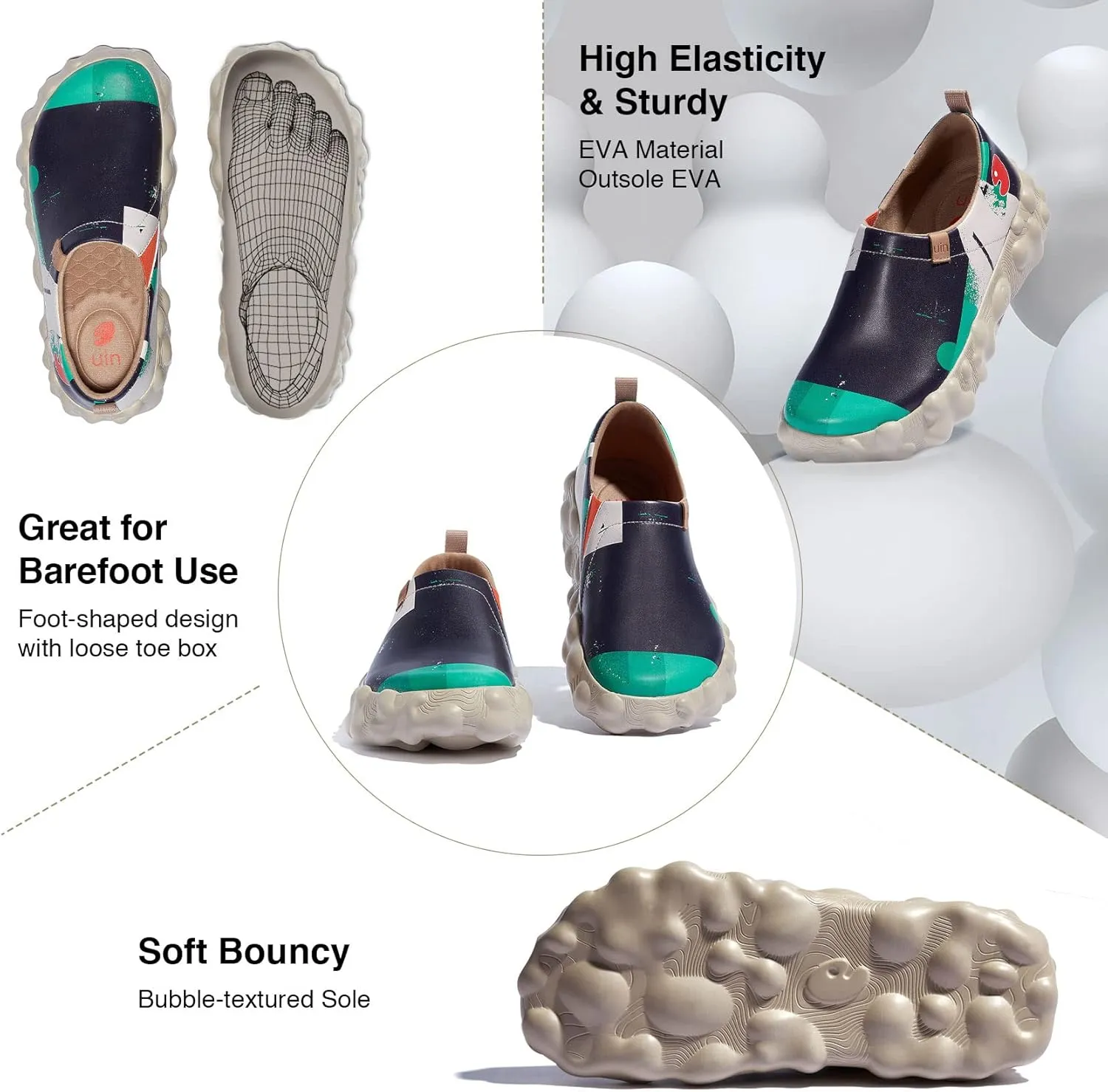 UIN Women's Fashion Sneakers Slip On Walking Art Travel Shoes Toledo Ⅵ Rainbow Crush 2